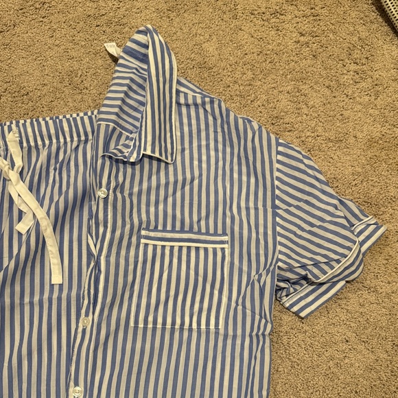 Stars Above Blue and White Striped Pajama Set - Picture 3 of 4